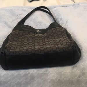 Coach Black and Brown Signature Shoulder Bag
